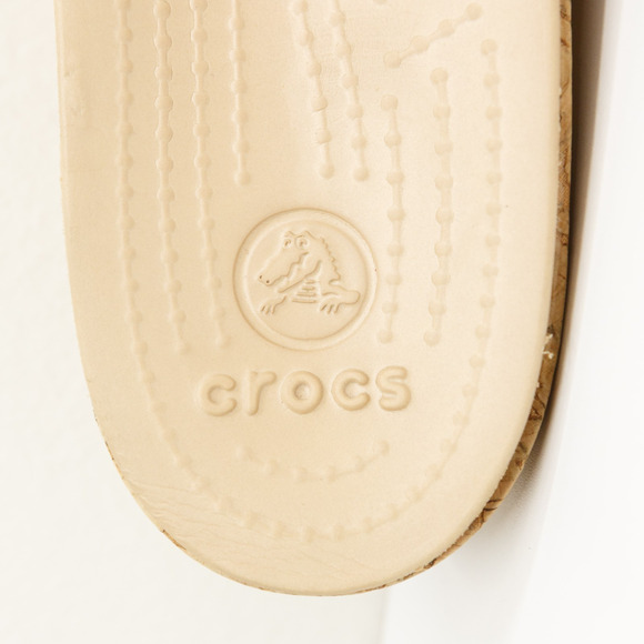 CROCS A-Leigh Leather Cork Slide Sandals Platform Wedge Caramel Tan Sz 9 - Picture 8 of 9